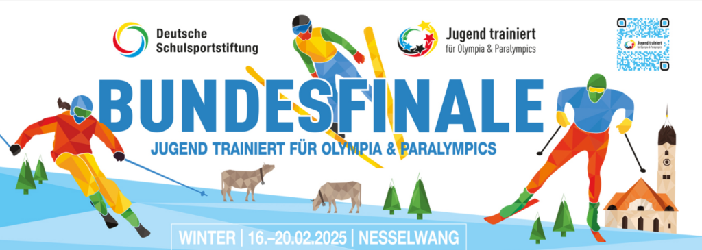 Grafik des Bundesfinales "Jugend trainiert für Olympia & Paralympics. Winter. 16.-20.02.205 Nesselwang."